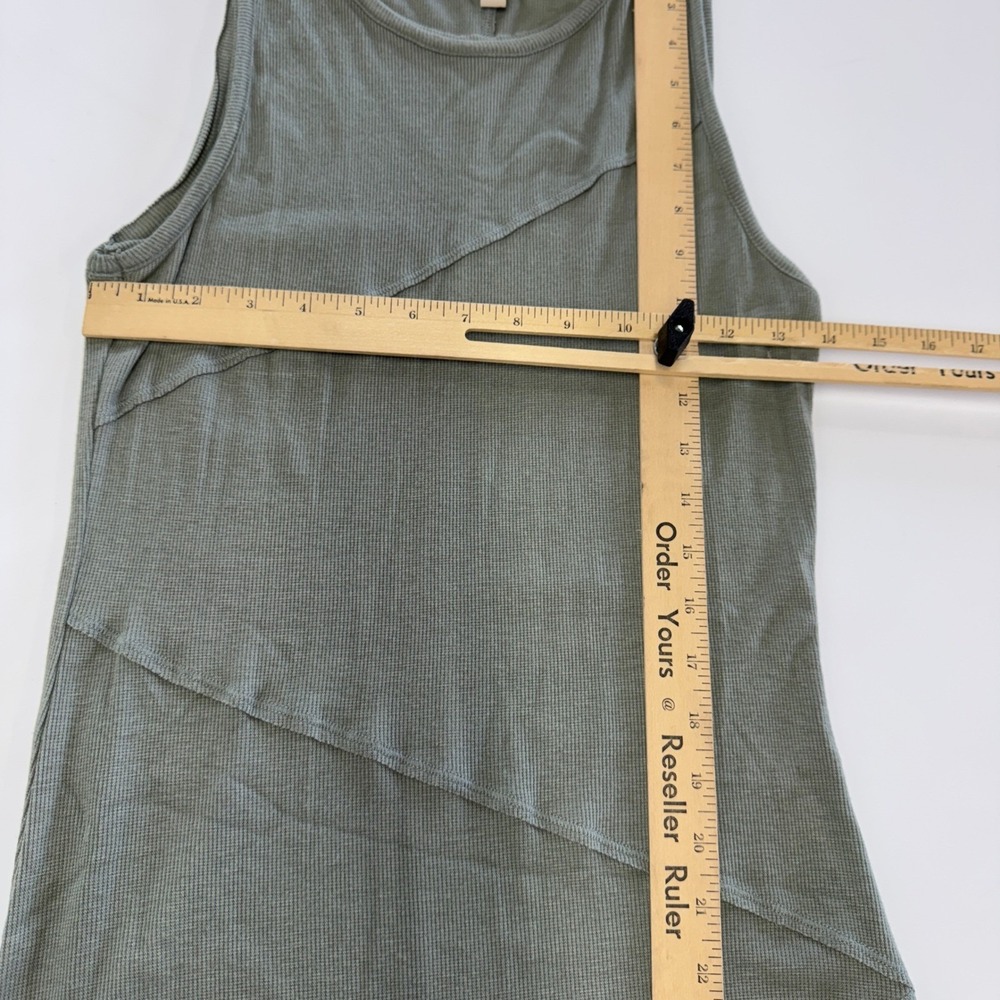 Bordeaux Dress Womens Medium Green Maxi Asymmetrical Hem Ribbed Knit Earthy - Picture 6 of 7